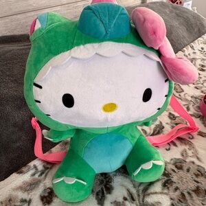 Hello Kitty Green and Pink Dinosaur Plush